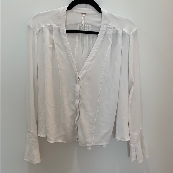 Free People Vneck Flowy Blouse - Picture 1 of 4